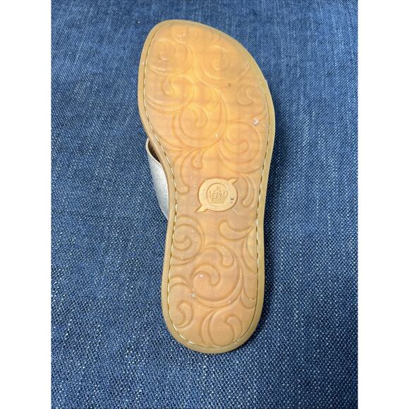 BOC Born Womens 6 Kaisa Flower Leather Slide Sandal Metallic Champagne - Picture 14 of 14